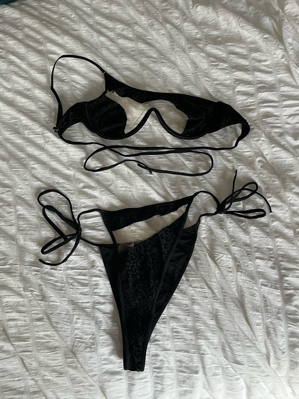 God Save Queens - GiGi Bikini Set - Black Leopard Print -small top/medium bottom
